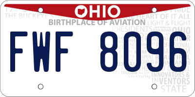 OH license plate FWF8096
