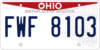 OH license plate FWF8103
