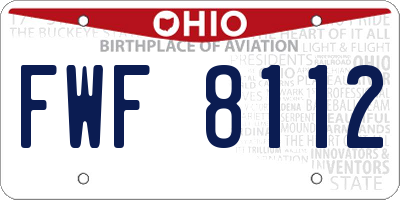 OH license plate FWF8112