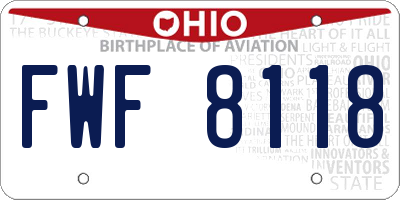 OH license plate FWF8118