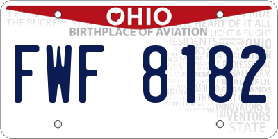 OH license plate FWF8182