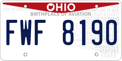 OH license plate FWF8190