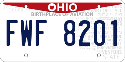 OH license plate FWF8201