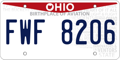 OH license plate FWF8206