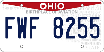OH license plate FWF8255