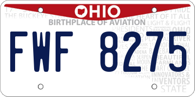 OH license plate FWF8275