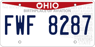 OH license plate FWF8287