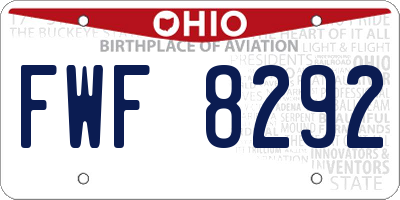 OH license plate FWF8292