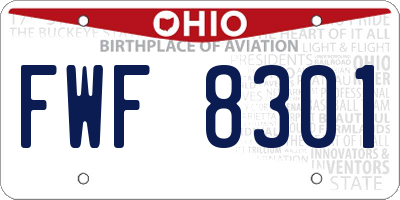 OH license plate FWF8301