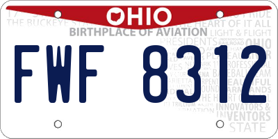 OH license plate FWF8312
