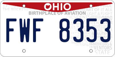 OH license plate FWF8353