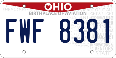 OH license plate FWF8381