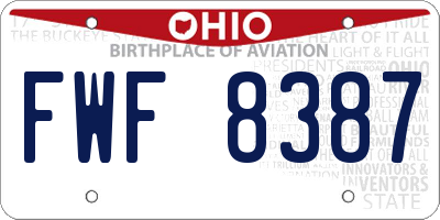 OH license plate FWF8387