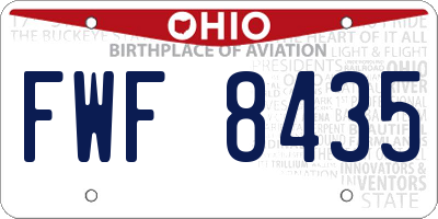 OH license plate FWF8435