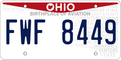 OH license plate FWF8449