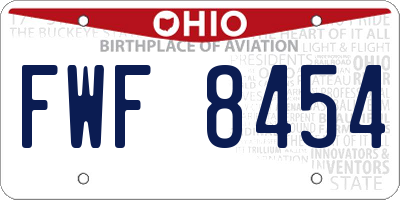 OH license plate FWF8454