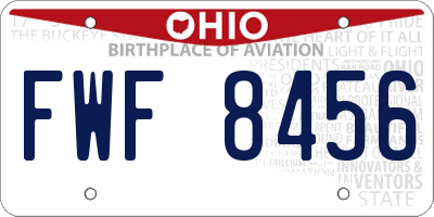 OH license plate FWF8456