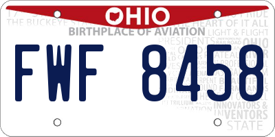OH license plate FWF8458