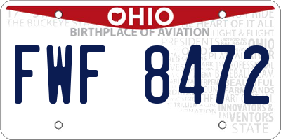 OH license plate FWF8472