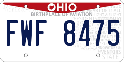 OH license plate FWF8475