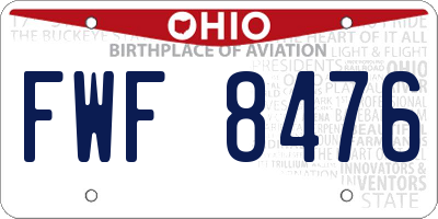 OH license plate FWF8476