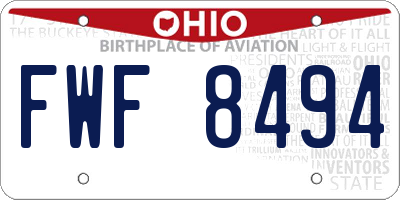 OH license plate FWF8494