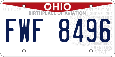 OH license plate FWF8496