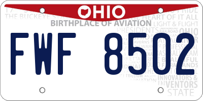 OH license plate FWF8502