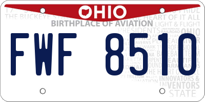 OH license plate FWF8510
