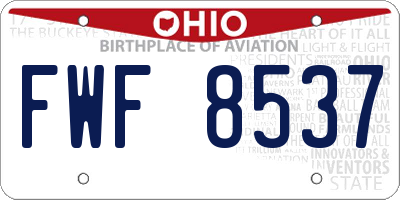 OH license plate FWF8537