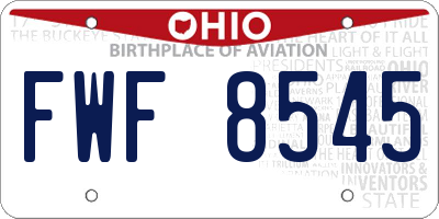 OH license plate FWF8545