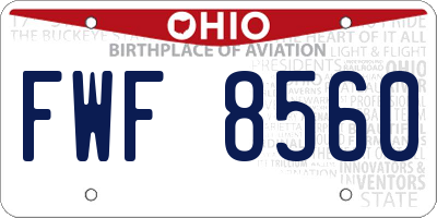 OH license plate FWF8560