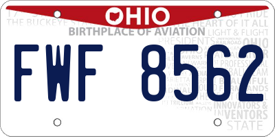OH license plate FWF8562