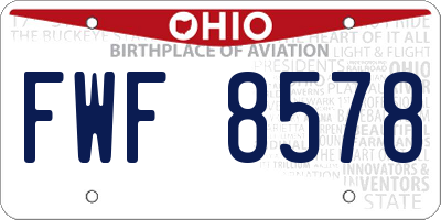 OH license plate FWF8578