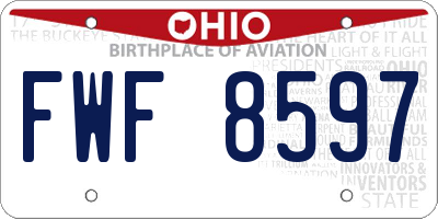 OH license plate FWF8597