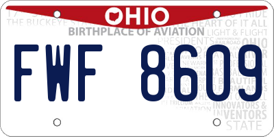 OH license plate FWF8609