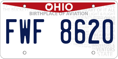 OH license plate FWF8620