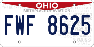 OH license plate FWF8625