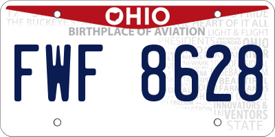 OH license plate FWF8628