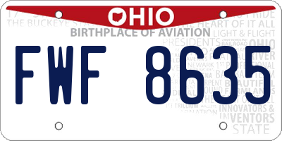 OH license plate FWF8635