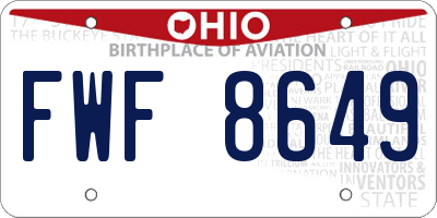 OH license plate FWF8649