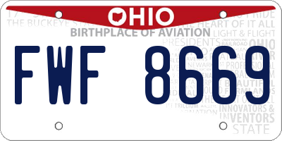 OH license plate FWF8669