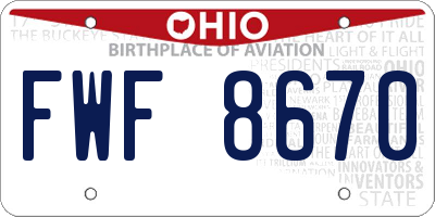 OH license plate FWF8670