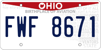 OH license plate FWF8671