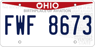 OH license plate FWF8673