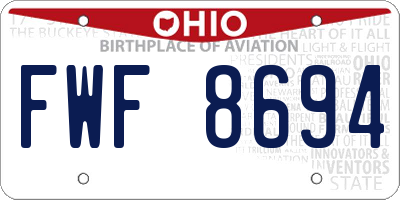 OH license plate FWF8694