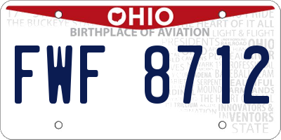OH license plate FWF8712