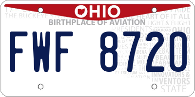 OH license plate FWF8720