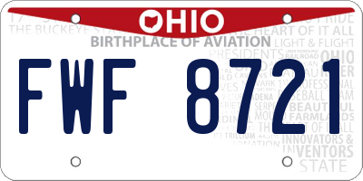 OH license plate FWF8721