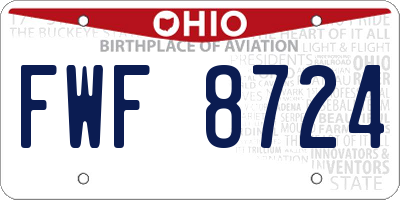OH license plate FWF8724